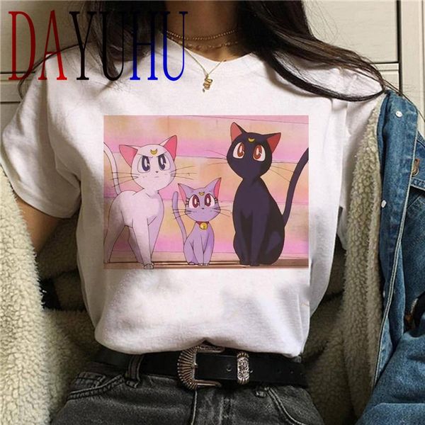 

sailor moon 90s funny t shirt harajuku clothes tshirt aesthetic cat anime women cute female t-shirt kawaii tees fashion ullzang wmtnaz