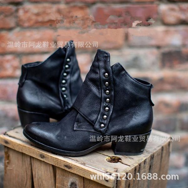 

new fashion women studded ankle boots winter pu leather high flat brand casual shoes boots ladies black