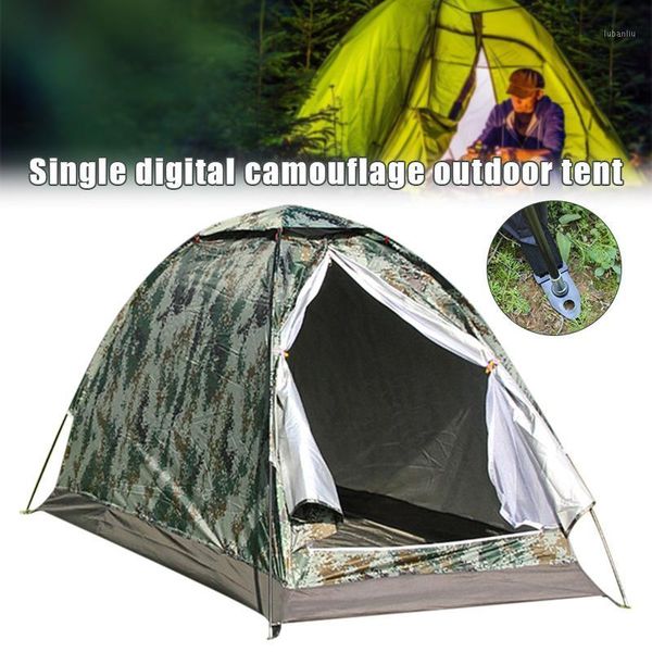 

portable single camouflage camping tent outdoor travel fishing hiking h7jp1