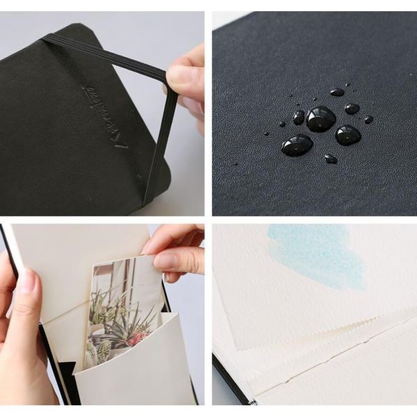 

mairtini leather watercolor book 300g watercolor paper a6 hand book hand-painted sketch travel portable pai bbyrfn bdesports