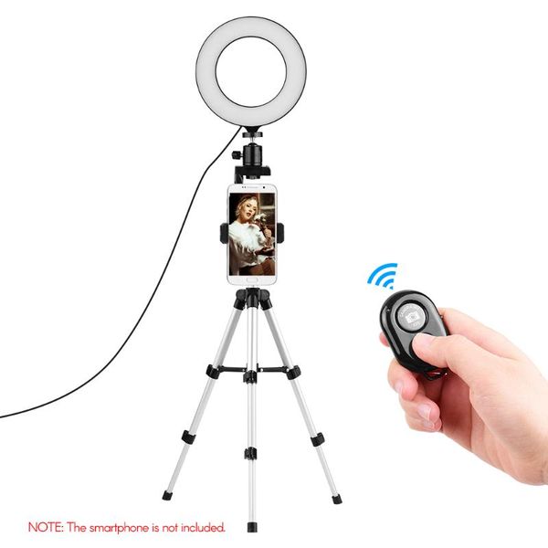 

6.3inch/16cm video ringlight phone live streaming lighting kit with tripod single-phone holder remote control for video live