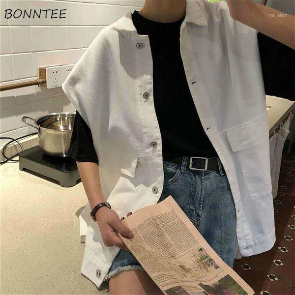 

vests women bf style oversized sleeveless summer chic cargo harajuku teens street jacket denim harajuku trendy couples outwear1, Black;white