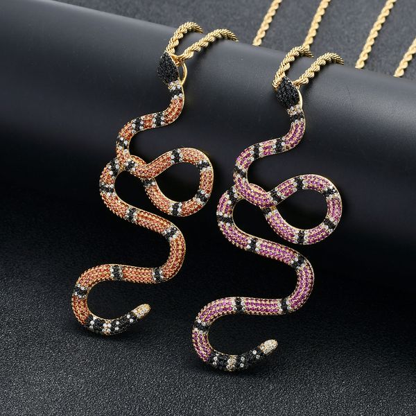 

chromatic snake pendant hip hop jewelry internet celebrity hip-hop pendant fashion zircon pendant, Silver
