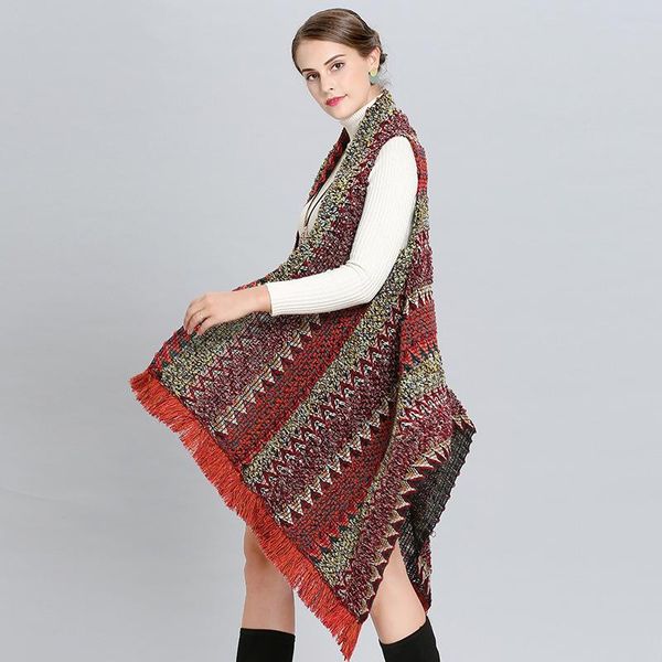 

новые поступления 2018 winter теплый шарф для женщин ladies пончо полосатый vintage шали и палантины кисточкой highl качество на складе wmtm, Blue;gray