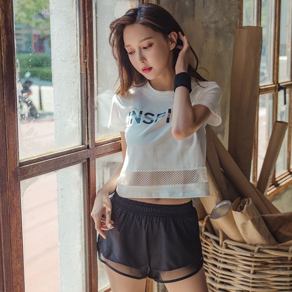 

6p7ch new korean style clothing three-piece suit spring clothes yoga shorts shorts yoga suit w summer gym running clothes hollow slimming se, Gray