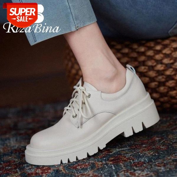 

rizabina size 33-43 women pumps real leather fashion platfrom thick high heel shoes woman casual spring office lady footwear #ir8r