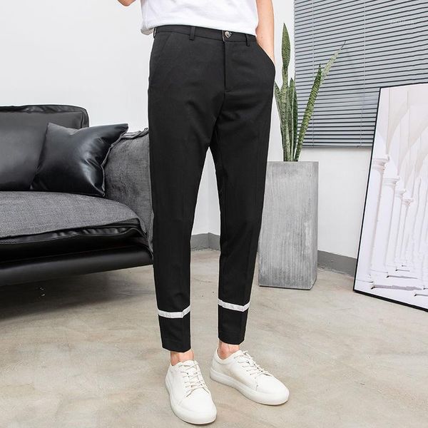 

boys trend nine point slim drop sense small straight tube trousers fashion new arrivals discount low calf-length pants flat1, Black