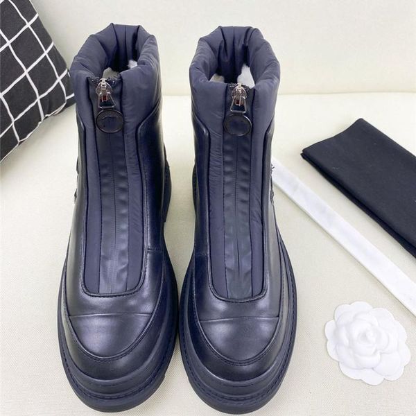 

boots 2021 fishion advanced down winter waterproof fabric blue goth platform shoes original designer, Black