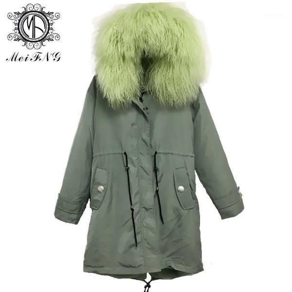 

fur parka coat wholesale fur hooded parka avocado green new color in 2019 real raccoon collar jacket faux lining big coat with pocket1, Black