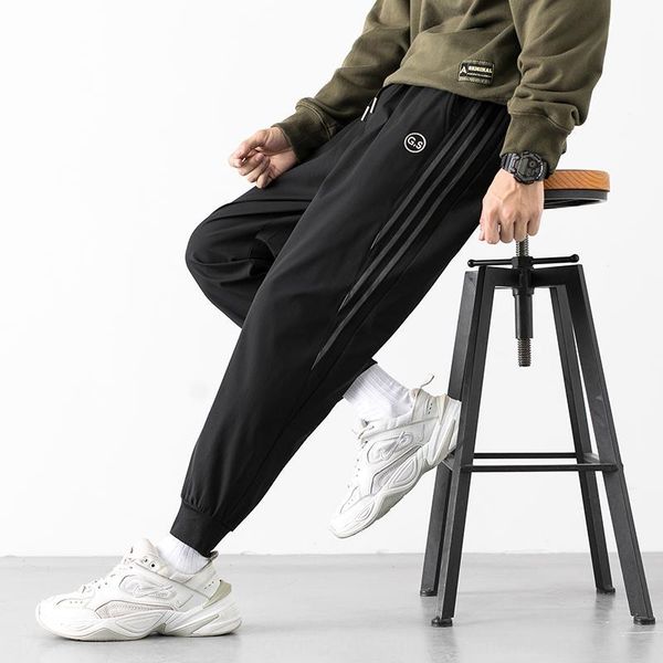

new autumn 2020 thin casual men's casual solid color easy wear pants youth popular mid waist pants 0l8vr, Blue