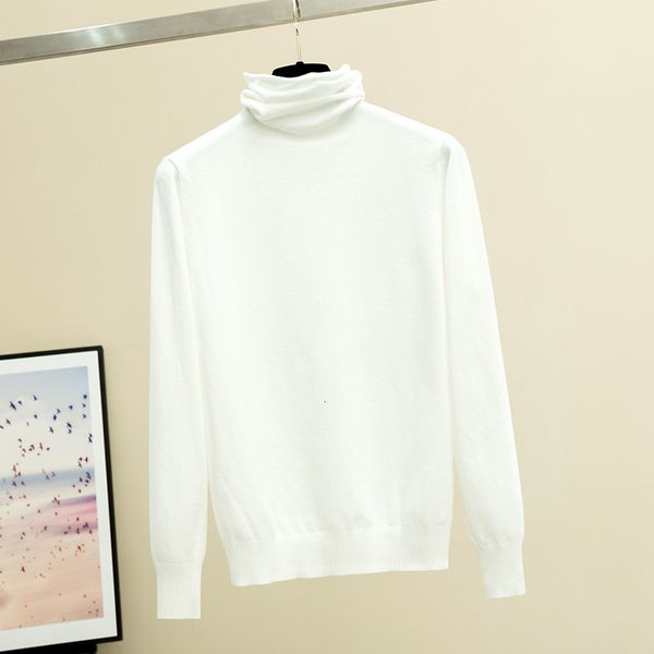 

2021 new pile collar spring autumn basic loose sweater pullovers women long sleeve knit jumper female casual turtleneck 8xiw, White;black