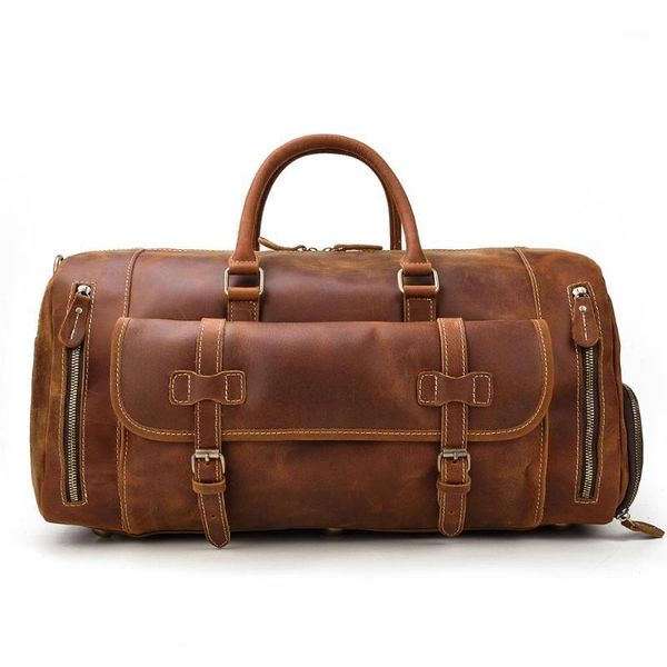 

yupinxuan cow leather duffles bag with shoes compartment vintage traveling bags1