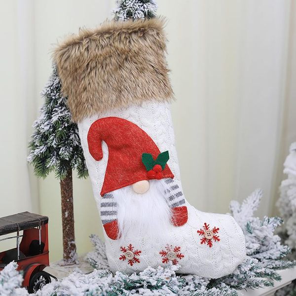 

gift christmas stocking reusable package artificial wool bag santa man