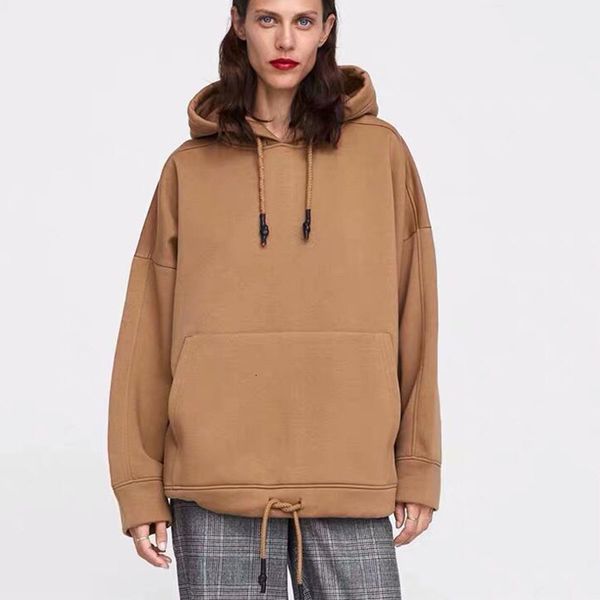 

2021 new autumn winter women solid thick warm coat pullover hooded ladies casual think outerwear veet sweatshirt i2yb, Black