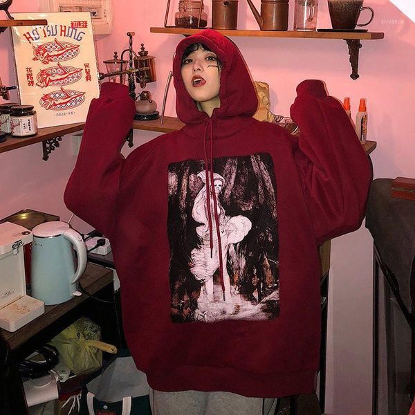 

women winter harajuku funny cartoons korean female casual streetwear hip hop hoodie long sleeve hoodie sweatshirt1, Black