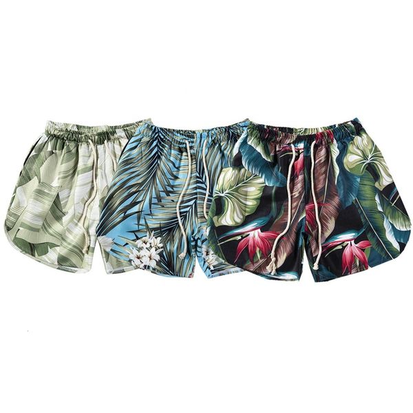 

oem shorts long drawstring elastic zipper pocket stock men pants print floral short