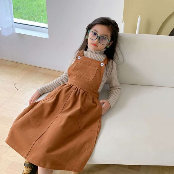 

girls' loose strap korean autumn and winter cotton thickened foreign sle parent child drs casual mother daughter skirt 646j, Red;yellow