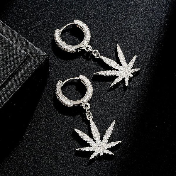 

dangle & chandelier 2021 hip hop 1pair iced zircon earring silver color micro paved + bling cz stone earrings for men jewelry