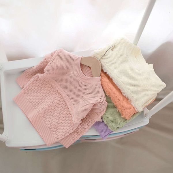 

2020 autumn mmtkids and winter new children's sweater girls multicolor hollow lace y068, Blue