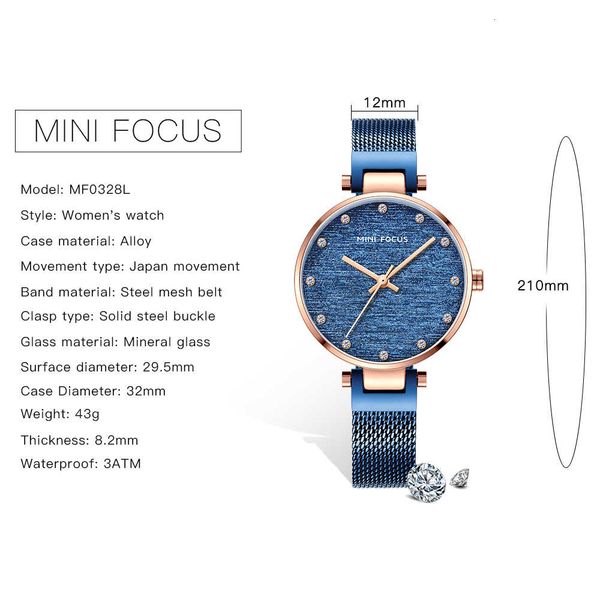 

minifocus women fashion watch creative lady casual watches stainless steel mesh band stylish desgin quartz watch bayan kol saati, Silver