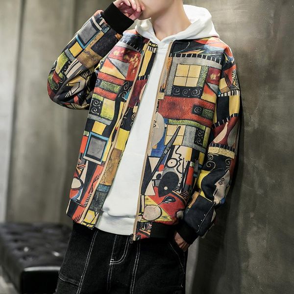 

men's jackets flower jacket fashion club party wind slim fit coat autumn 2021 clone, Black;brown