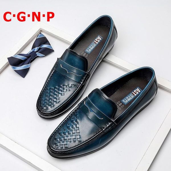 

cÂ·gÂ·nÂ·p cow leather men loafers soft genuine leather penny loafers men mocasines hombre dress shoes blue mens driving shoes, Black
