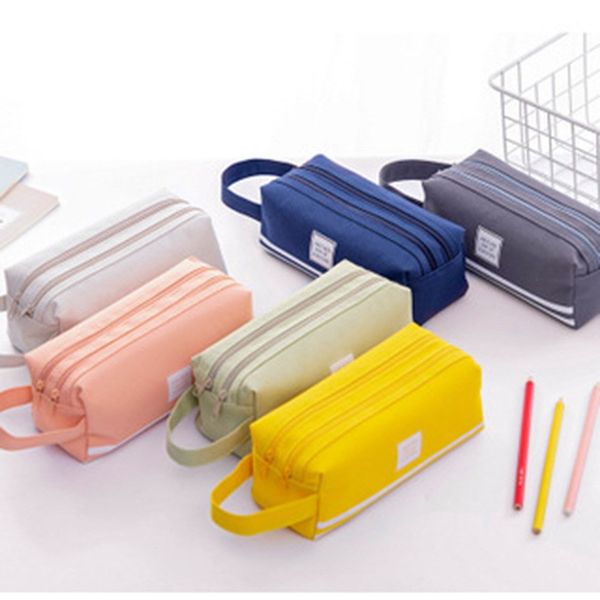 

high capacity pen bag durable pen case with handle portable double layer stationery storage bag (6 colors) my-inf0645