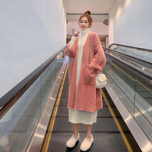 

fce coat new materni mink autumn 2020 and winter medium length thickened turtleneck sweater, White