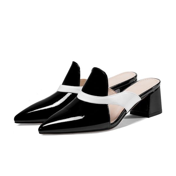 

2021 new sandals leather high heels open toe woman as party shoes 0r2z, Black