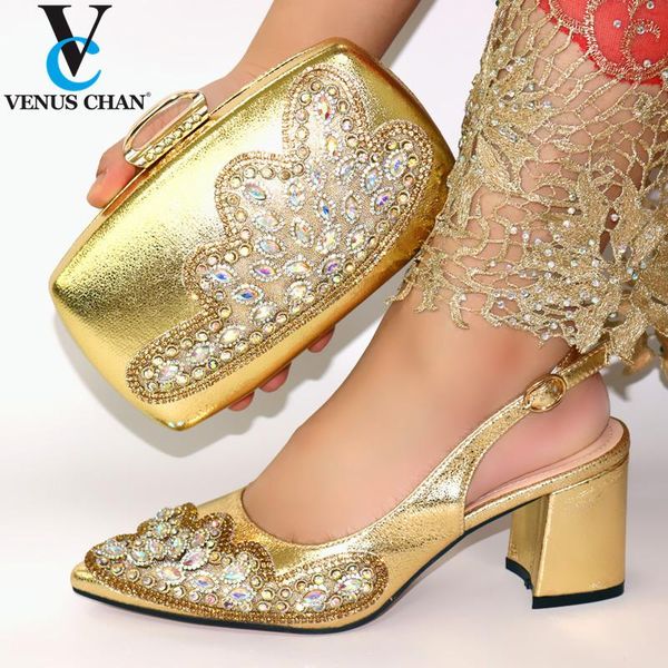 

золото мода украшенные rhinestone обувь и сумка установить итальянский дизайн matching обувь и сумка set 2020 нигерийский для партии, Black