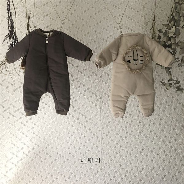 

newborn thick warm snowsuit lion winter clothes infant girl boy romper baby outerwear jumpsuit 201027, Blue