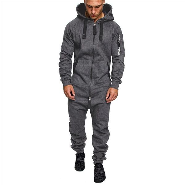 

men jumpsuit splicing overalls combinaison pyjama hoodie print zipper one piece sweatshirts hoodie jumpsuit playsuit hombre c26, Black