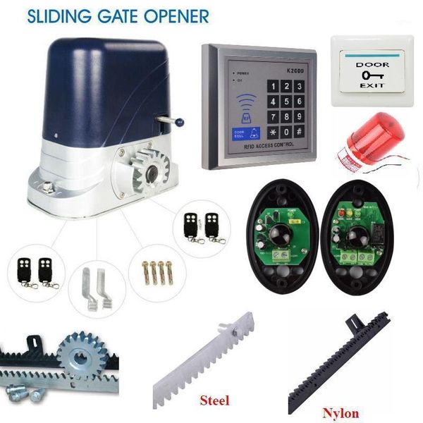 

fingerprint access control 24vdc 240v 110v electrical automatic sliding gate door opener motor operator 800kg 4 keyfobs 4m/5m racks 1 keypad