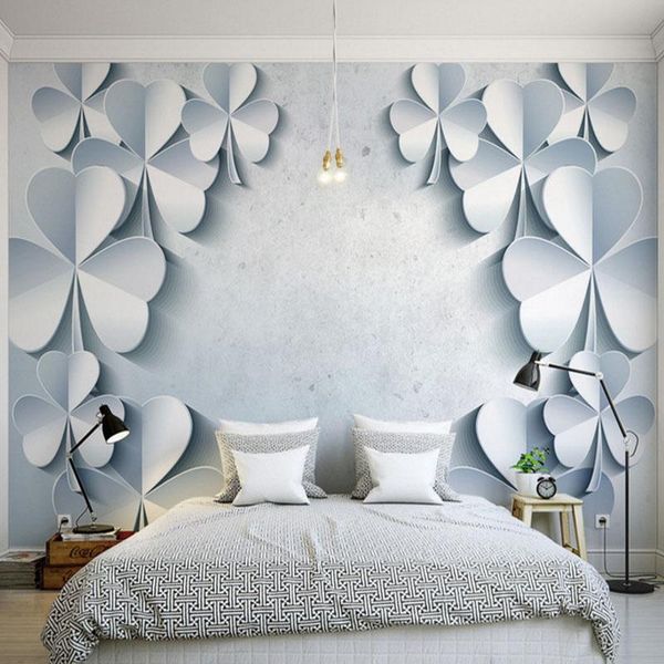 

wallpapers modern custom 3d effect wallpaper minimalism nordic stereoscopic mural relief clover simple fashion for interior walls