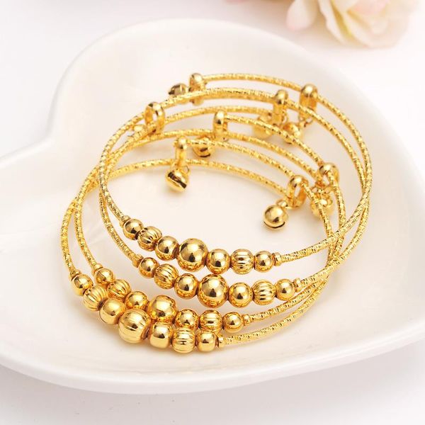 

bangle 12pcs dubai india charm bracelet for women gold beads cute bell kids girls hand chain jewelry anklets arab gift, Black