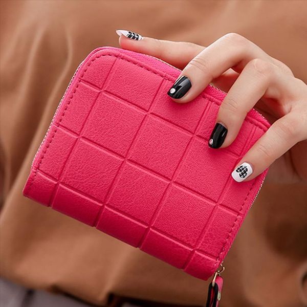 

carteras 2019 new fashion womens purse card holder women small wallet zipper clutch coin purse female bag portefeuille femme, Red;black