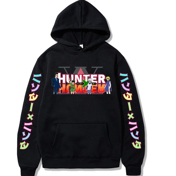 

janpanese anime hunter x hunter killua printing sweatshirt long sleeve cartoon hoodies harajuku sweatshirt hoodies 1020, Black