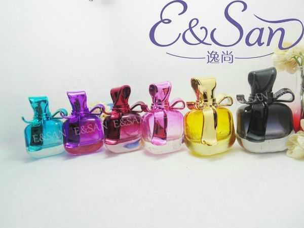 

wholesale pt009-30ml bow empty perfume glass spray color bottle 100pcs/lot