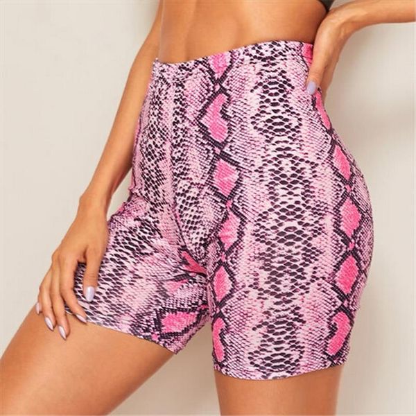 

women summer shorts new snake print high waist shorts elastic waist short trousers women trousers pantalones cortos mujer, White;black