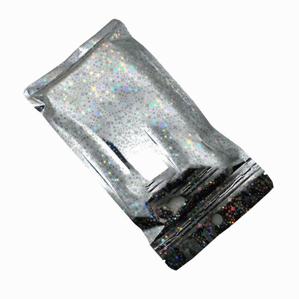 

100pcs clear gold glittery aluminum foil zip lock packaging bags with hang hole retail candy nuts storage zipper mylar pouches h bbyjua