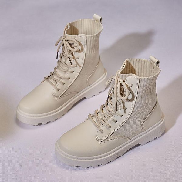 

women boots 2020 autumn winter ankle boots pu leather lace up casual shoes lady winter short 9h02, Black