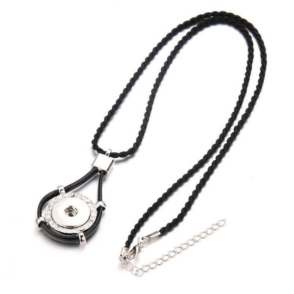

new snap jewelry snap button necklace round rhinestone pendant necklace long necklace fit 18mm 20mm snap button women bbyuil, Silver