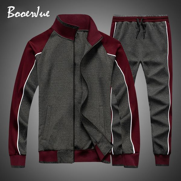 

tracksuit men spring zipper jackets+pants 2 pieces sets male slim sportswear brand new casual fashion 2pcs men's streetwear 201124, Gray
