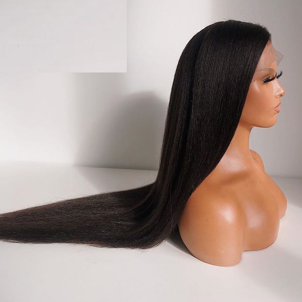 

28inchs long light straight yaki hair black synthetic wig natural lace front wig high temperature resistant fiber for daily, Black;brown