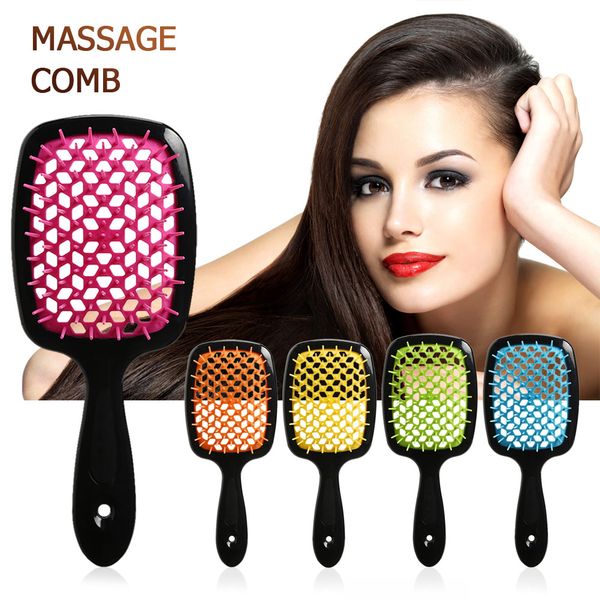 

1pcs professional hair massage comb salon hair care styling tool anti tangle anti-static hairbrush head massager comb, Silver