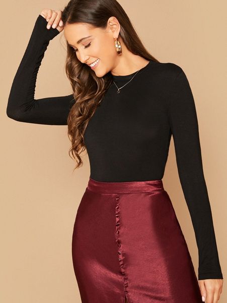 

form-fitting long sleeve crop h9pz#, White