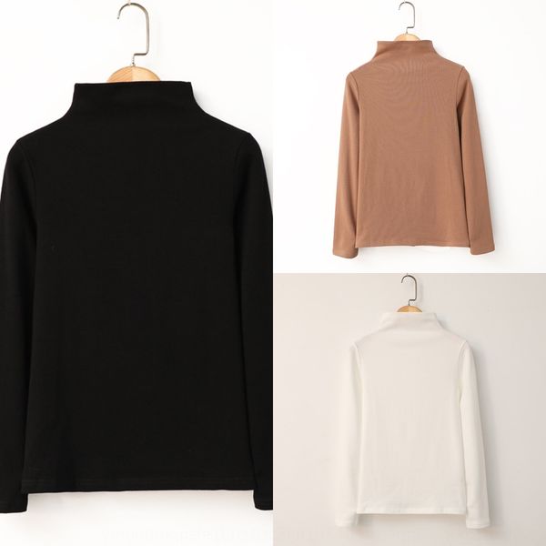 

women's long sleeve half high neck mid neck autumn t-shirt solid bottom coat cotton coattight 4gvzj, White