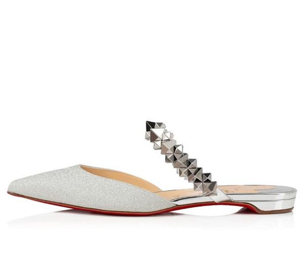 

luxury-бренд summer sexy lady остроконечные toe red bottom planet шоколадка шипованных лодыжки ремень тапочки женщины сандалии flats партии, Black