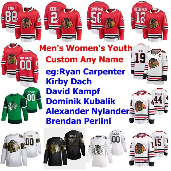 

chicago blackhawks hockey jerseys lukas reichel jersey patrick kane jonathan toews duncan keith corey crawford alex debrincat custom stitche, Black;red