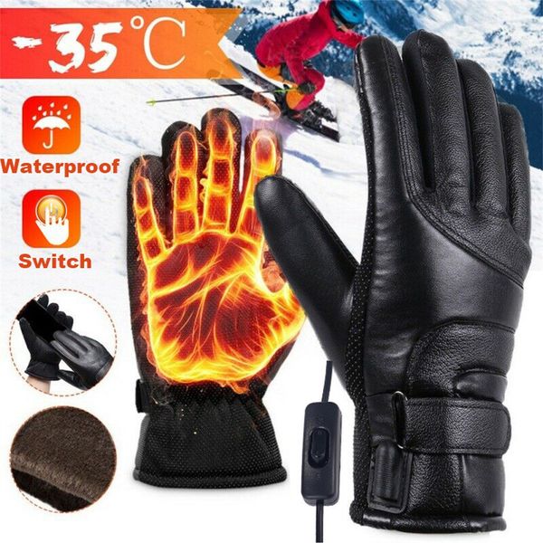 

usb electric heated winter hands warm waterproof thermal motorcycle skiing bike riding cycling touch screen gloves, Blue;gray